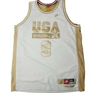 Nike Team Vintage Michael Jordan White Gold Dream Team USA #9 Jersey 2XL XXL